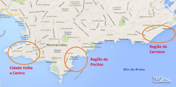 As principais atrações turísticas de Montevideo, capital do Uruguai, estão no Centro Velho. Nós ficamos hospedados na vizinhança mais interessante, Pocitos. Em Carrasco, área de classe média alta, há muitos hotéis e uma grande praia